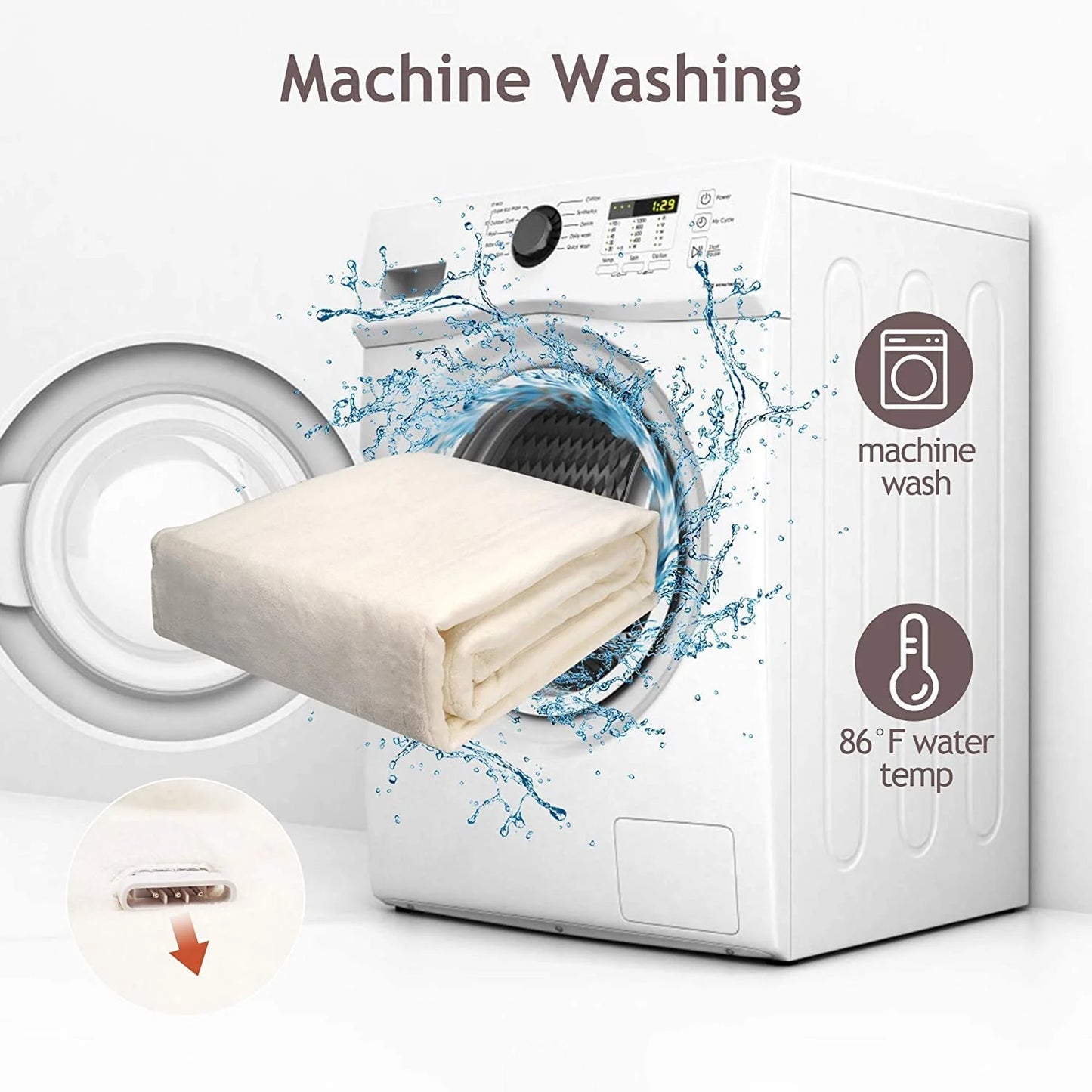 Electric Blanket King Size with Dual Control, 10 Heating Levels& 12 Hours Auto-Off, Overheat Protection, White