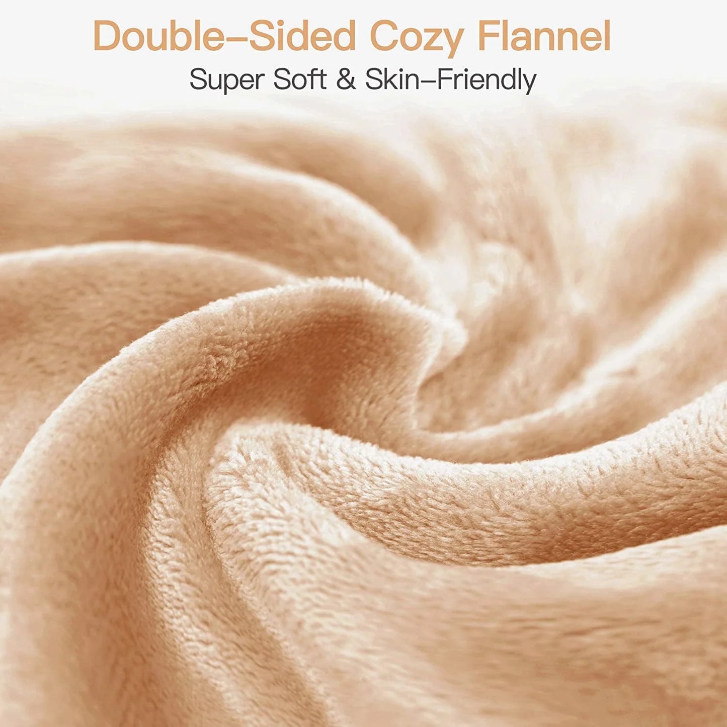 Electric Blanket King Size 90"X100" Flannel Heated Throw Blanket, Dual Controls Setting Electric Blanket, 10 Heating Levels, 12H Auto-Off, Beige
