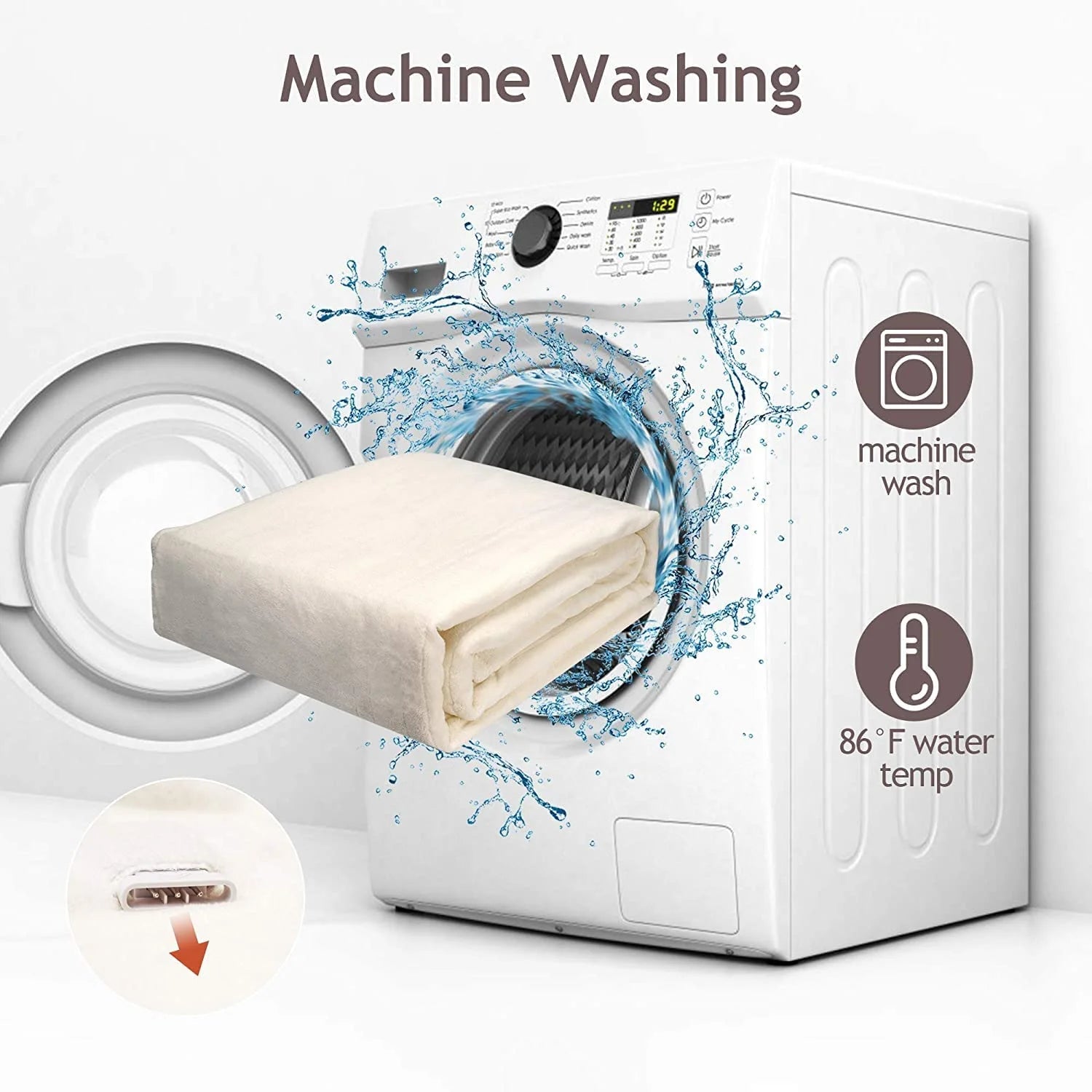 Electric Blanket King Size with Dual Control, 10 Heating Levels& 12 Hours Auto-Off, Overheat Protection, White