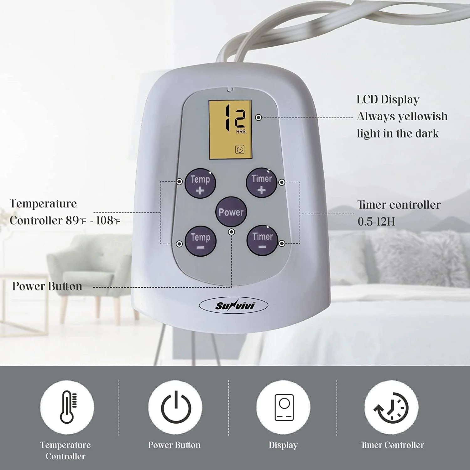Heated Blanket Queen Size, Heating Electric Throw Blanket Dual Control, Soft Velvet, 10 Heat Settings, 12 Hours Auto Off, Red