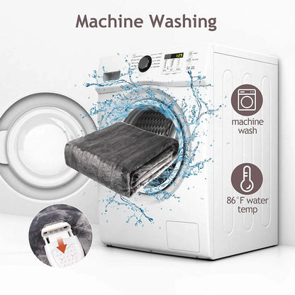 Electric Blanket Queen Size with Dual Control, 10 Heating Levels& 12 Hours Auto-Off, Overheat Protection, Grey