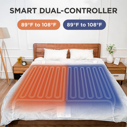 Electric Blanket King Size with Dual Control, 10 Heating Levels& 12 Hours Auto-Off, Overheat Protection, White